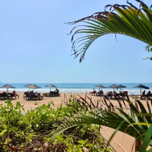 view beach sunbeds bridge